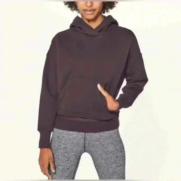 Lululemon Warm Down Hoodie Cotton Pullover Long Sleeve Pelt Purple Plum Sz 4 - Picture 2 of 7
